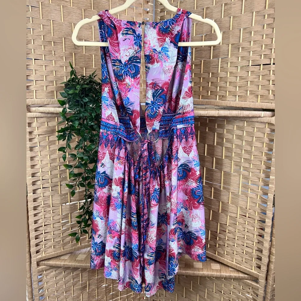 Free People Floral Print Pink & Blue Summer Dress - Picture 6 of 11